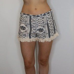 Cream & Black Light weight Shorts Ft Fringe Comfortable Cute Summer Outfit
